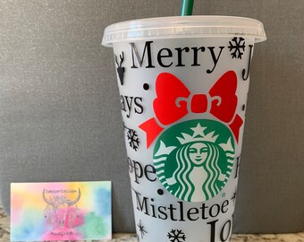 Merry Christmas | Christmas Cheer | Santa | Christmas | Winter | Venti Cup | Stars | Starbucks | 24 oz Cup | Cold Cup
