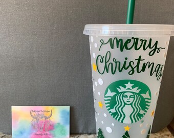 Merry Christmas | Christmas Trees | Santa | Christmas | Winter | Venti Cup | Stars | Starbucks | 24 oz Cup | Cold Cup