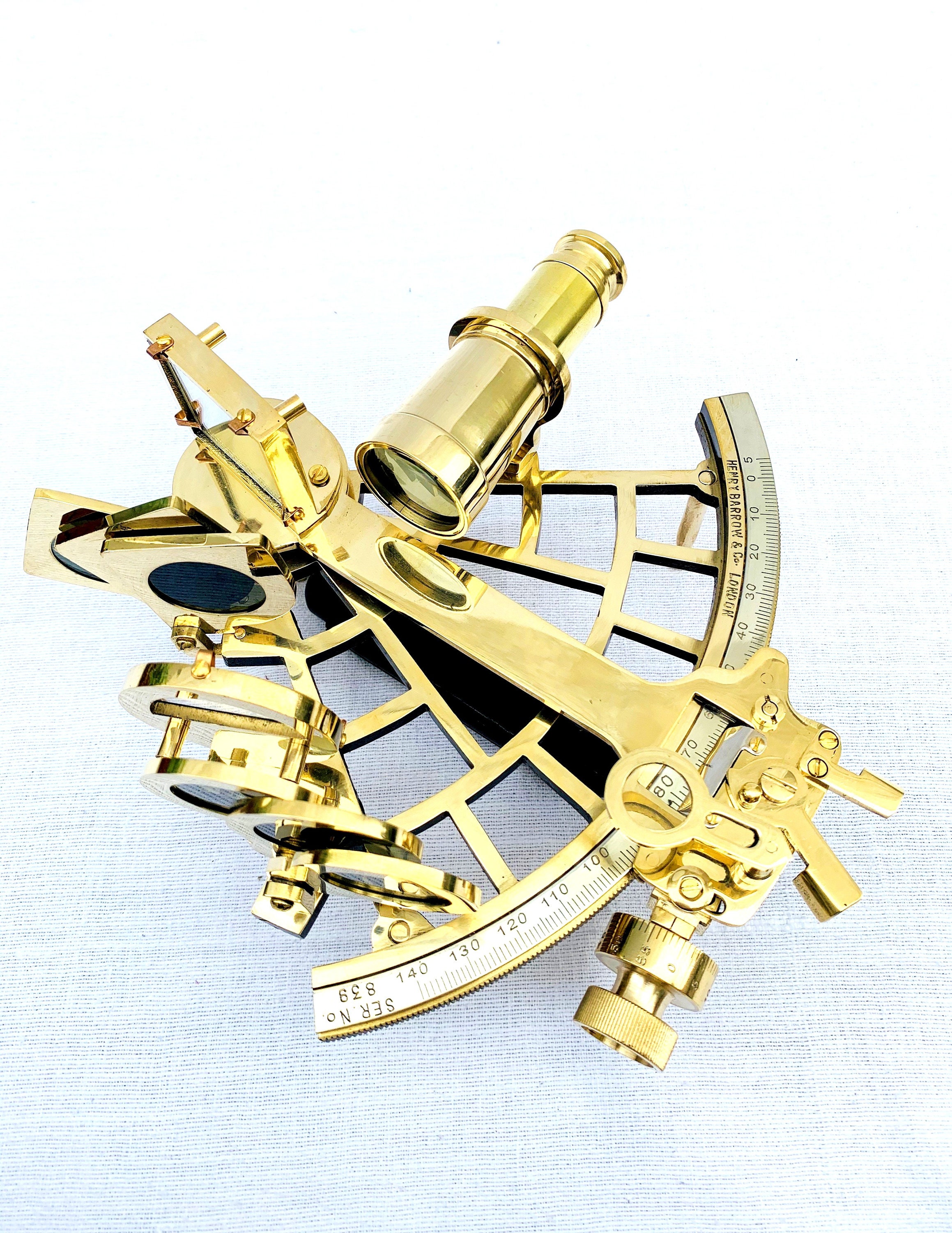 Solid Brass Working Sextant Handmade Nautical Astrolabe Desk Navigation Sextant 