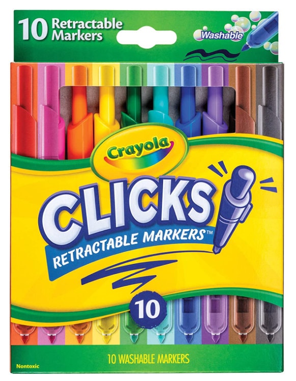 Crayola 10CT Clicks Markers, Cap Free Markers, Lid Free, Retractable,  Holiday Toys, Gift for Boys and Girls, Kids, Arts and Crafts, Gifting -   UK