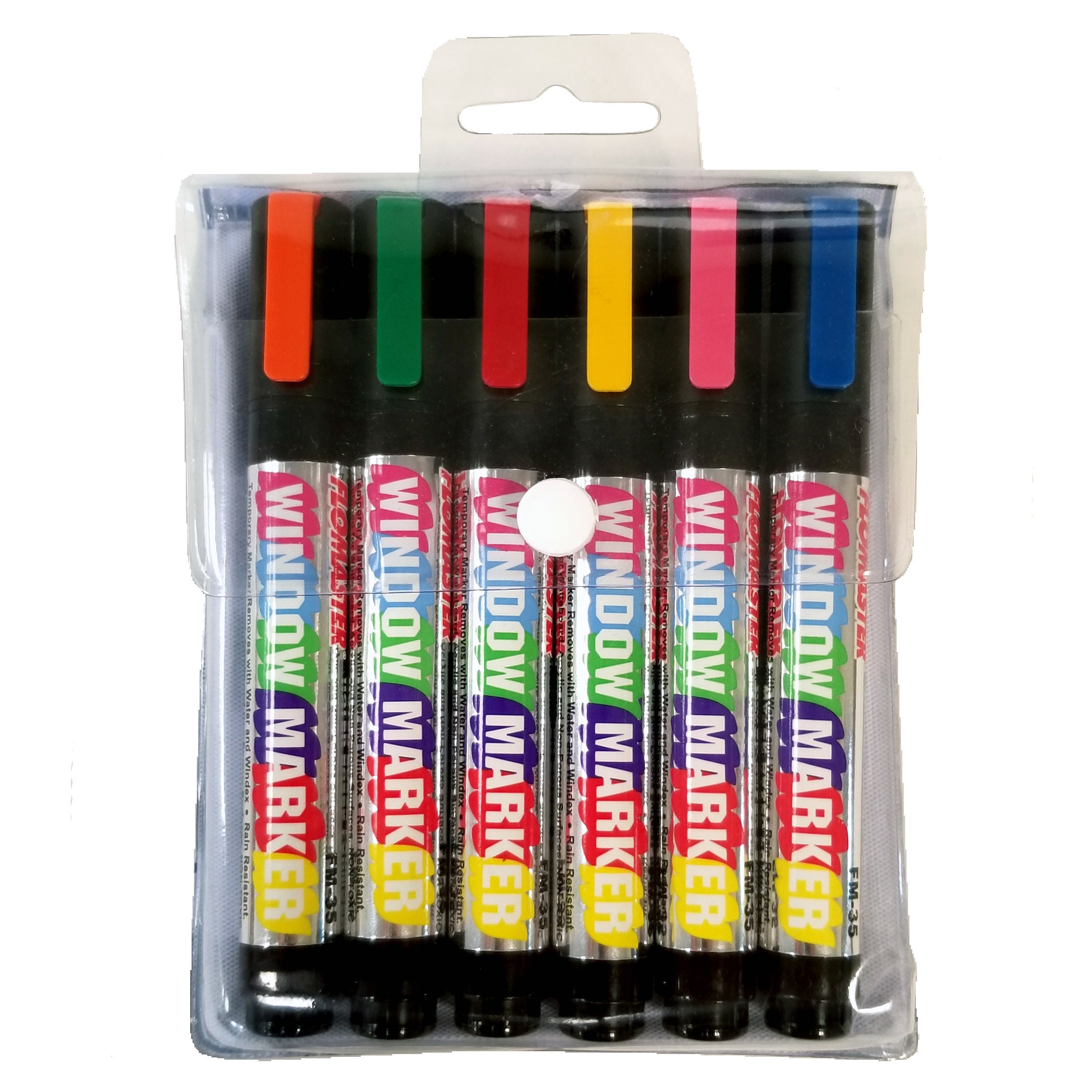 Window Marker 6-Pack - Fluorescent Colors - 3.2mm Bullet Tip