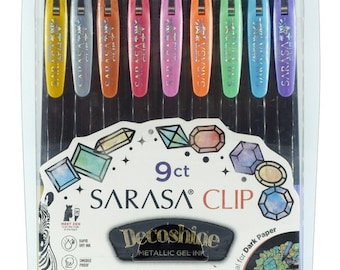 Zebra Sarasa Clip Decoshine Retractable Gel Pen, Fine Point, 9-Pack