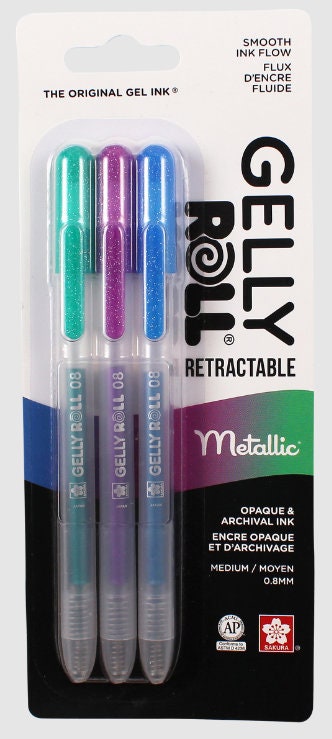 Sakura Gelly Roll Retractable Metallic Pens Assorted, Medium Tip, Set of 3  