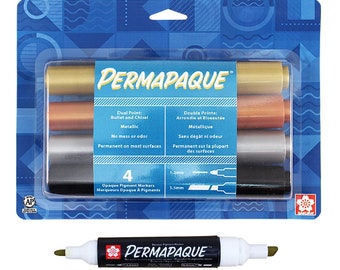 SAKURA Permapaque Paint Markers - Metallic Colors - Dual Point - 4 Pack