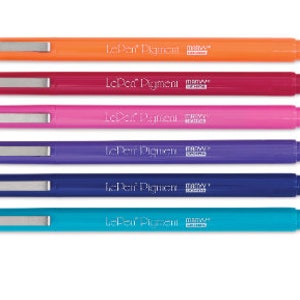May include: Set of six Le Pen Pigment markers in various colours, including orange, red, pink, purple, blue, and turquoise. The markers have silver caps and are labelled "Le Pen Pigment" and "Made in Japan".