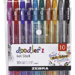 Doodlerz Gelstifte 10er Set - Zebra-Muster Mit Glitzerfarben 1mm