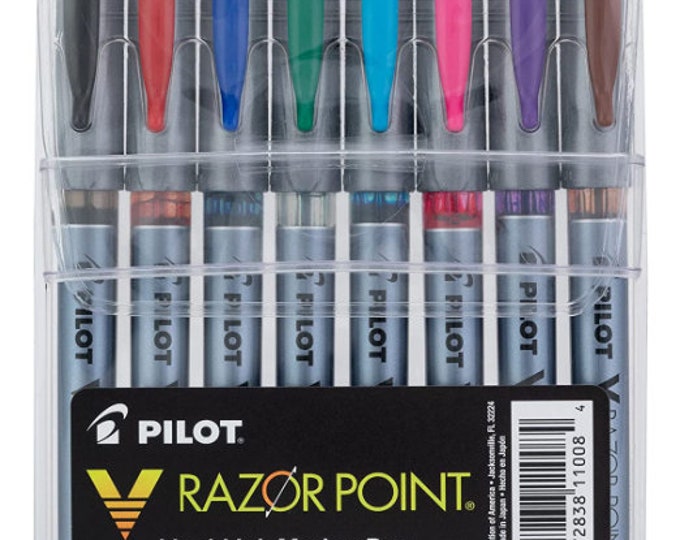 PILOT V Razor Point Liquid Ink Markers, 8-pack Pouch - Etsy