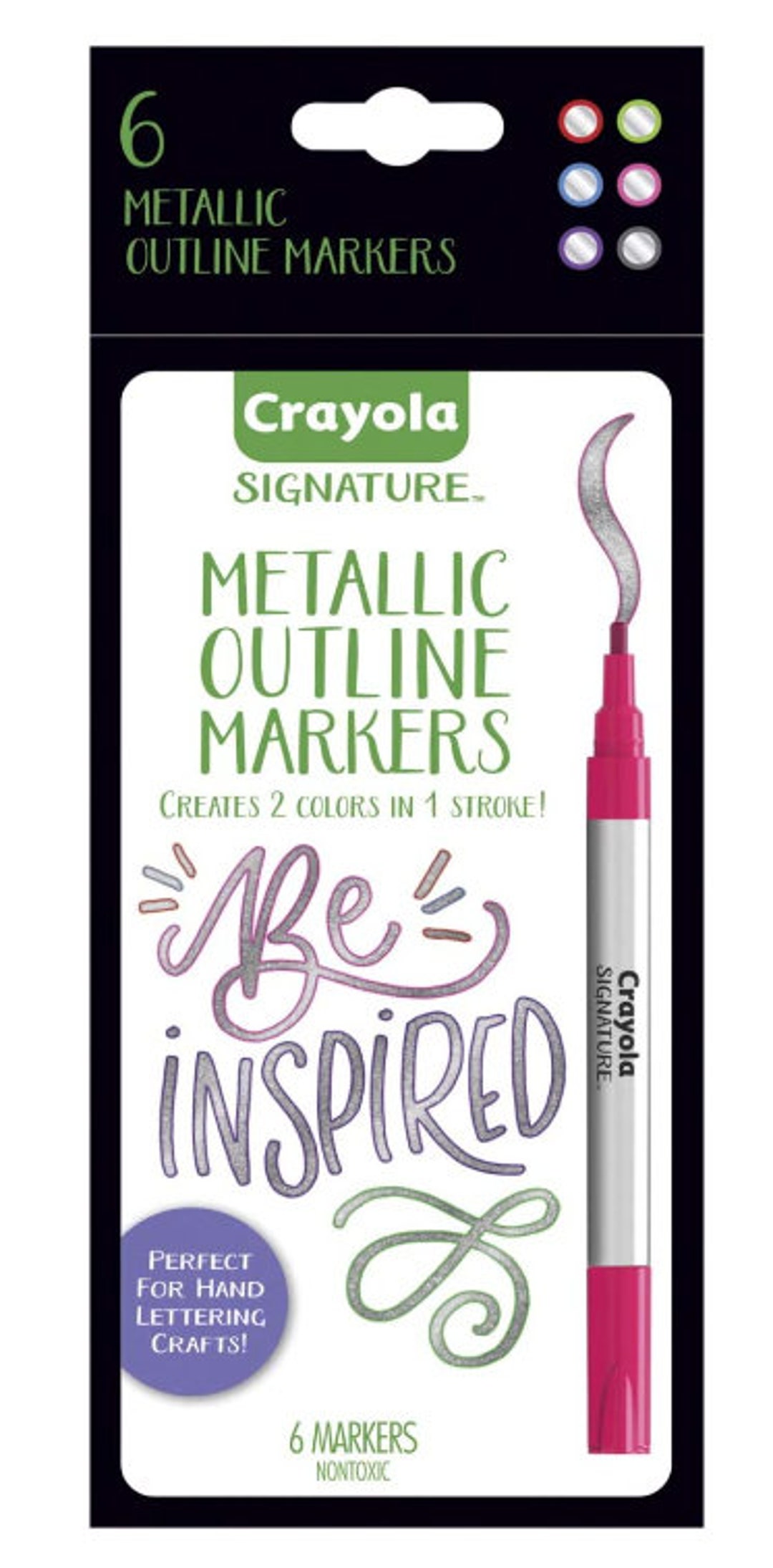 CRAYOLA Metallic Outline Paint Markers, Assorted Colors, 6 Count