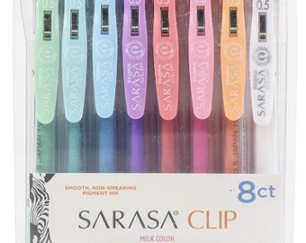 Zebra Sarasa Clip Retractable Gel Pen, Fine Point, Milk Colors