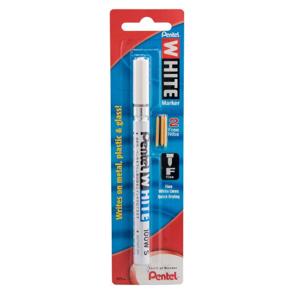 Pentel Permanent Marker, White, Fine Point, 1-Pack (100W-S)