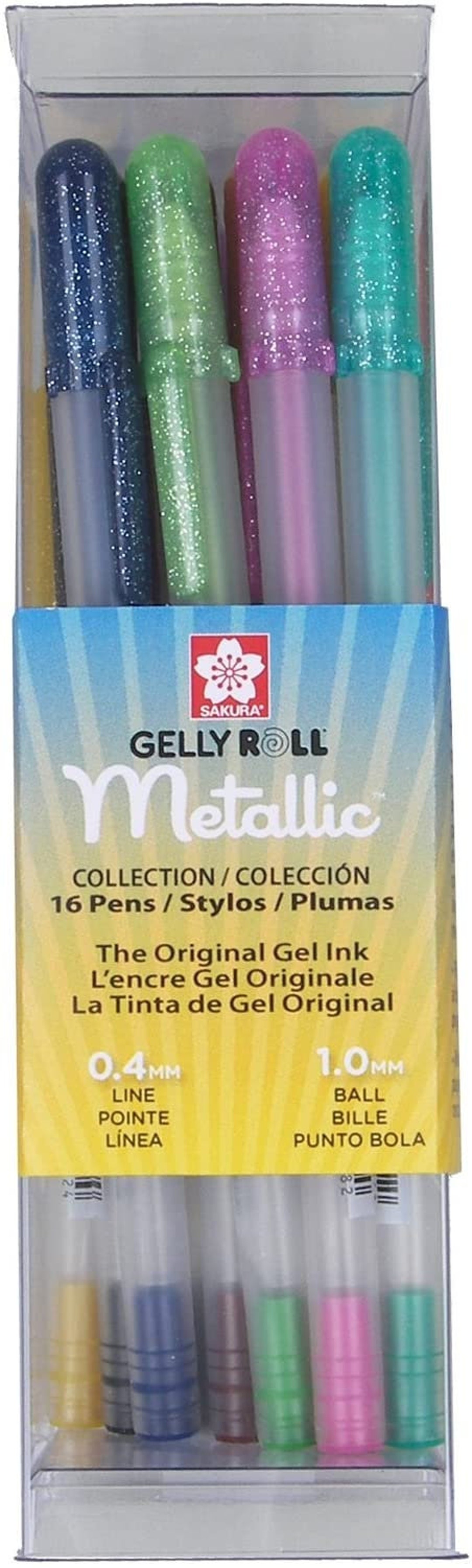 Glitter Gel Ink Pen 16 Assorted Color Retractable Gel Pen Set 0.7