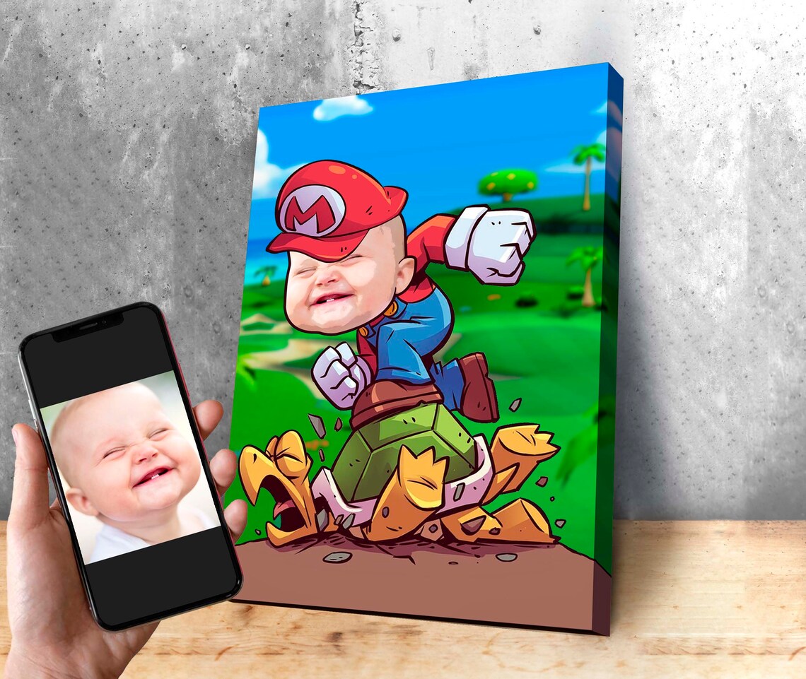 Inspirado por Super Mario Canvas Wall Art Decoración de la Etsy