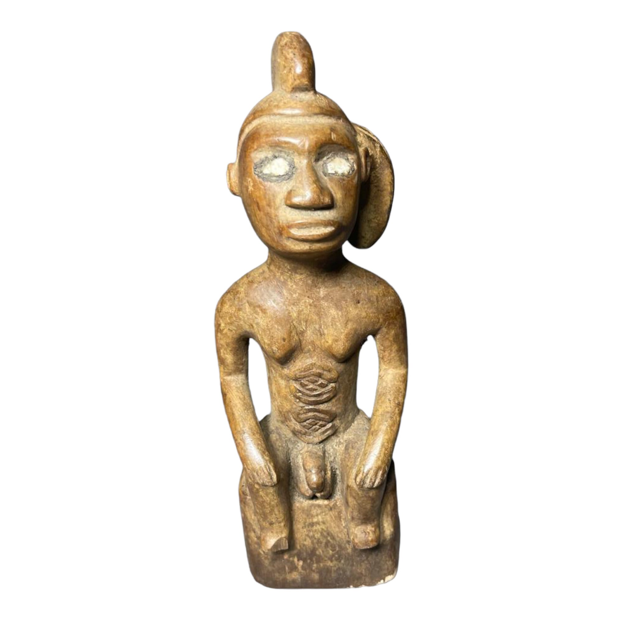 African Statue Sitting Male Figure African Wood Sculpture Etsy