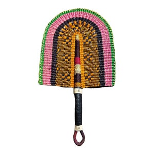 Handwoven African Bolga Fan: Colorful Boho Wall Decor