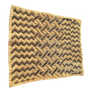 Kuba Raffia Textile, Square African Cloth, Handwoven Textile Congo