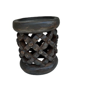 Handcrafted Bamileke Stool: African Wood Accent Table, Cameroon