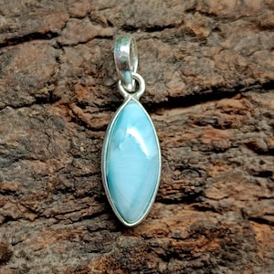 Handmade Larimar Pendant: 925 Sterling Silver Gemstone Jewelry