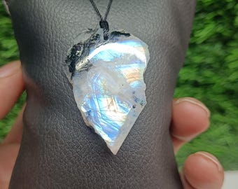Rainbow Moonstone Necklace: Natural Crystal Jewelry Gift