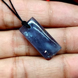 Iolite Sunstone Crystal Pendant Necklace: Silk Cord, Layering