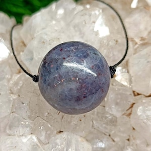 Iolite Sunstone Silk Necklace: Crystal Pendant, Layering Jewelry