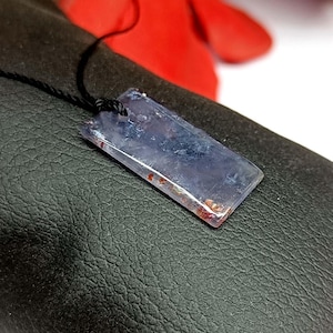 Iolite Sunstone Crystal Pendant Necklace - Silk Cord Jewelry