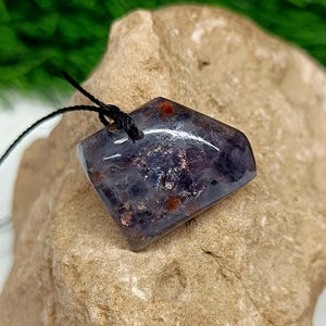 Iolite Sunstone Crystal Pendant Necklace - Silk Cord