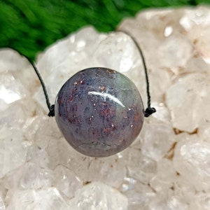 Iolite Sunstone Silk Cord Necklace - Crystal Pendant (21x21 mm)