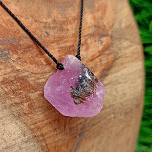 Raw Pink Rose Quartz Crystal Pendant: Root Chakra Healing Necklace
