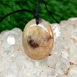Natural Sunstone Cabochon Necklace: Sun Pendant, Birthday Gift