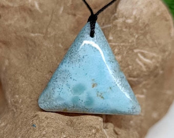 Larimar-ketting - echte Dominicaanse blauwe kristallen plaathanger, uniseks stenen sieraden, edelsteen oceaan geïnspireerde sieraden, kristal cadeau voor haar,