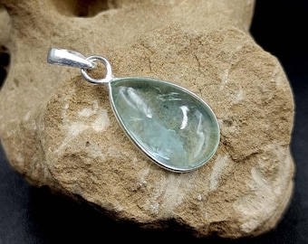 Sterling Silver Aquamarine Necklace: Handmade Jewelry, Aquamarine Boho Silver Pendant, Thanksgiving Gifts March Birthstone, Antique Pendant,