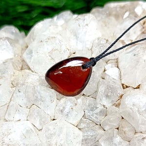 Natural Hessonite Garnet Pendant: Handmade Gemstone Necklace