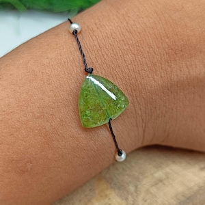 Green Tourmaline Bracelet -Natural Stone Beaded Bracelet- Healing Crystal Yoga Bracelet- Spiritual Protection October Birthstone Gift