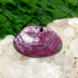 Ruby in Zoisite Crystal Pendant, Anyolite Specimen Pendant, Natural Ruby Gemstone Jewelry, Anniversary Gift, Statement Pendant Gifts Her,