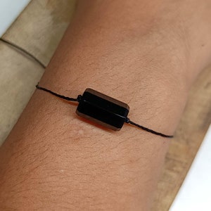 Black Onyx Natural Stone Adjustable Bracelet, Gift for Him, Best for Husband, Dad, Spiritual Healing Protection Powerful, Mens Bead Bracelet