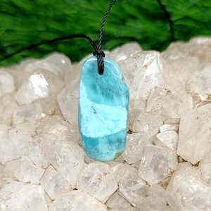 Natural Blue Larimar Gemstone Necklace, Larimar Jewelry, Larimar Necklace, Healing Jewelry Gift, Waterproof Crystal Choker, Larimar Pendant,
