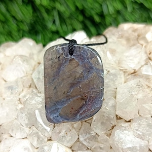 Iolite Sunstone Silk Necklace- Crystal Pendant Necklace, Crystal Briolette Necklace, Silk Cord Necklace, Layering Necklace, Crystal Necklace
