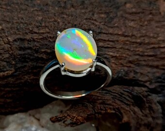 Natural Opal Ring, Delicate Ring, Stacking Ring, Stacking Opal Ring, Minimalist Crystal Ring, Statement Ring, Ring Stacking, Girlfriend Gift