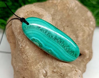 Malachite Pendant: Natural Stone Necklace, 42x17x6 mm, Anniversary Gift For Her Him, Birthday Gift, Fashion jewelry,