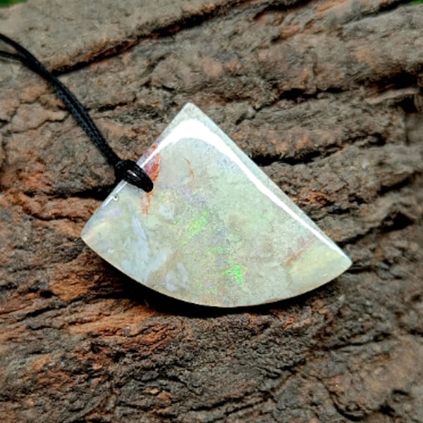 Genuine Australian Doublet Opal Pendant - High Quality Opal  October Birthstone - Rainbow Fire Opal Adjustable Length Necklace