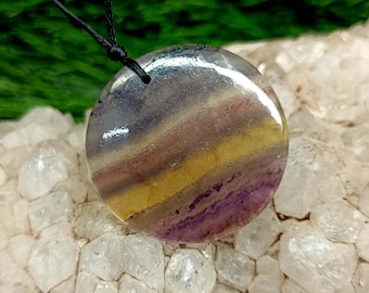 Fluorite Necklace For Women Men, Purple Fluorite Jewelry, Natural Fluorite Necklace, Gemstone Fluorite Crystal Necklace, Gift For Him