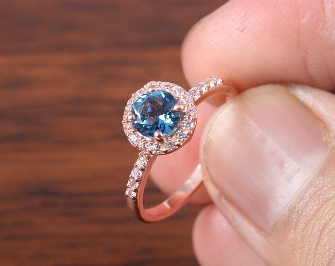 Excellent Quality Blue Topaz Ring With White Zircon Wedding Ring Anniversary Ring in Sterling Silver For Woman Engagement Ring Promise ring