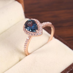 Natural London Blue Topaz Ring Genuine Topaz, Sterling Silver Ring, Dainty, Promise, Anniversary Ring for Women, Mother&#39;s Day Gift