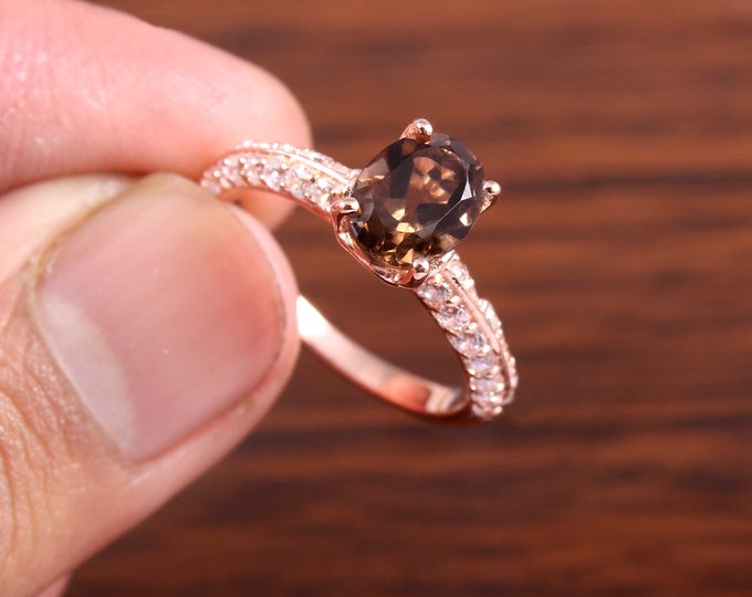 Smoky Quartz Ring Promise Ring Wedding Ring Statement Ring Cocktail Ring Engagement Ring Solitaire Ring Cocktail Ring January Birthstone