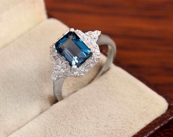 Handmade London Blue Topaz Ring: Sterling Silver Solitaire