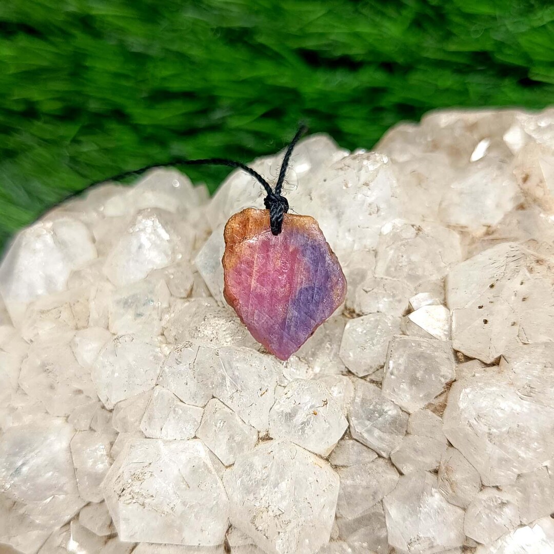 Ruby Styli Protection Ruby Rough Gemstone Necklace: Protection Pendant, Adjustable Necklace ...