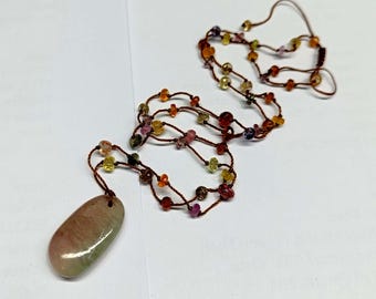 Natural Tourmaline Crystal Necklace, Tourmaline Pendant, Tourmaline Gemstone Jewelry, Healing Power Stone, Tourmaline Gift Necklace,