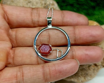 Natural Star Ruby Pendent, 925 Sterling Silver Pendent, Star Ruby, July Birthstone Pendent, Gift For Her, Anniversary Gift, Crystal pendant.