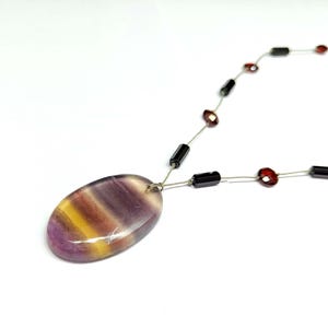 Fluorite Garnet Onyx Necklace: Colorful Gemstone Beaded Jewelry