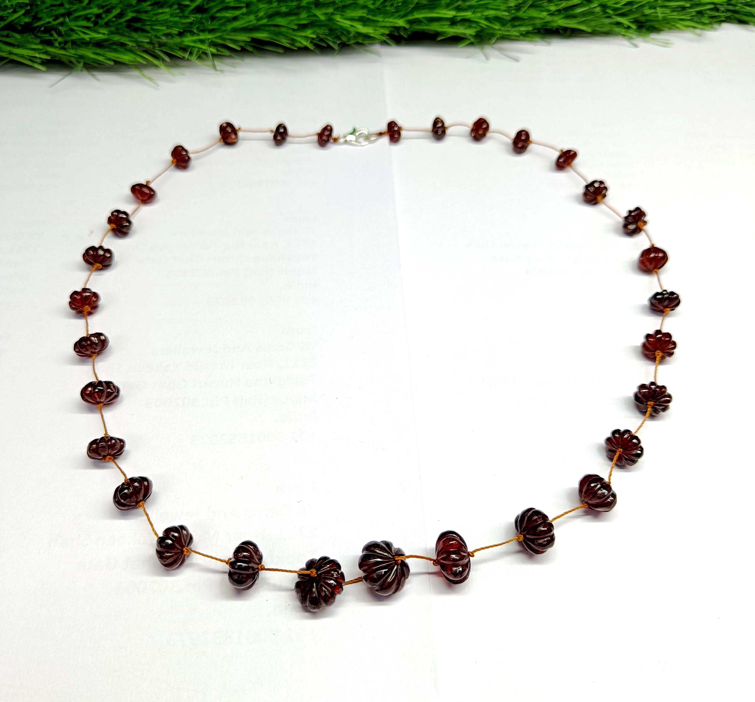 Carving Red Garnet Gemstone Beaded Minimalist Choker, Dainty Gemstone Beaded Necklace for Women, Waterproof Crystal Choker, Healing Jewelry